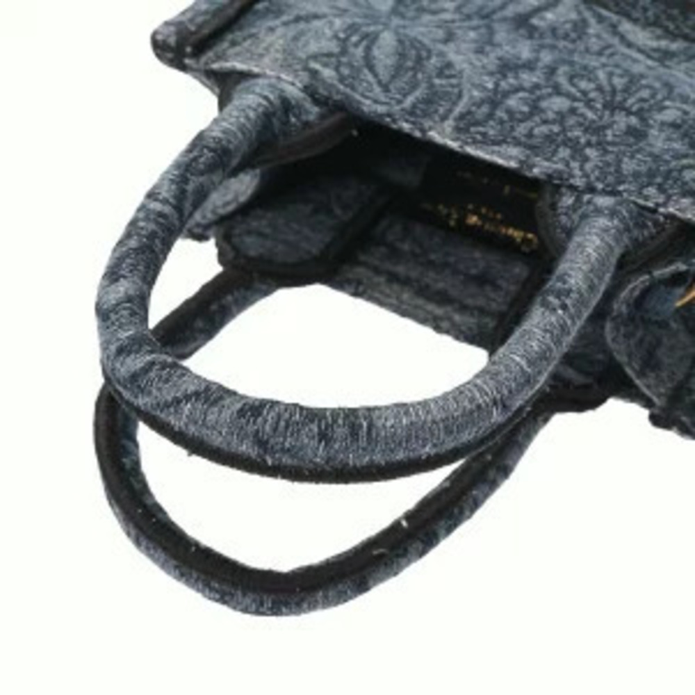 Dior Vertical Navy Blue Book Tote Shoulder Canvas Bag